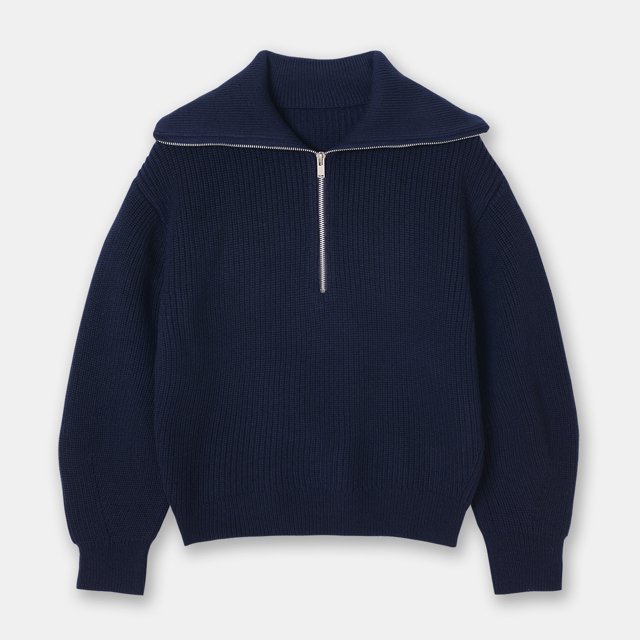 Suéter de mujer con media cremallera y cuello a rayas, jersey de manga larga, jersey informal para mujer