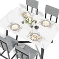 thumbnail image 6 of UHOMEPRO Dining Table Set for 4, Modern Faux Marble Tabletop and 4 Linen Fabric Upholstered Chairs, Modern Kitchen Table and Chairs for Small Spaces, 5 Piece Dining Room Table Set, White+Gray, 6 of 8