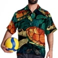 thumbnail image 4 of Turtle Seamless Men's Short Sleeve Poplin Button Down Hawaiian Printed Summer Beach Shirt, Unisex, 4 of 6
