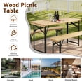 thumbnail image 4 of Ktaxon 4' Wooden Outdoor Folding Patio Camping Picnic Table Set with Bench, Natural, 4 of 9