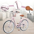 thumbnail image 4 of 26 inch Womens Beach Cruiser Bike with Hand Brakes, 7 Speed Bicycle for Adult Teen, City Commuter Bike for Ladies with Backseat, 85% Assembled, Pink, 4 of 6