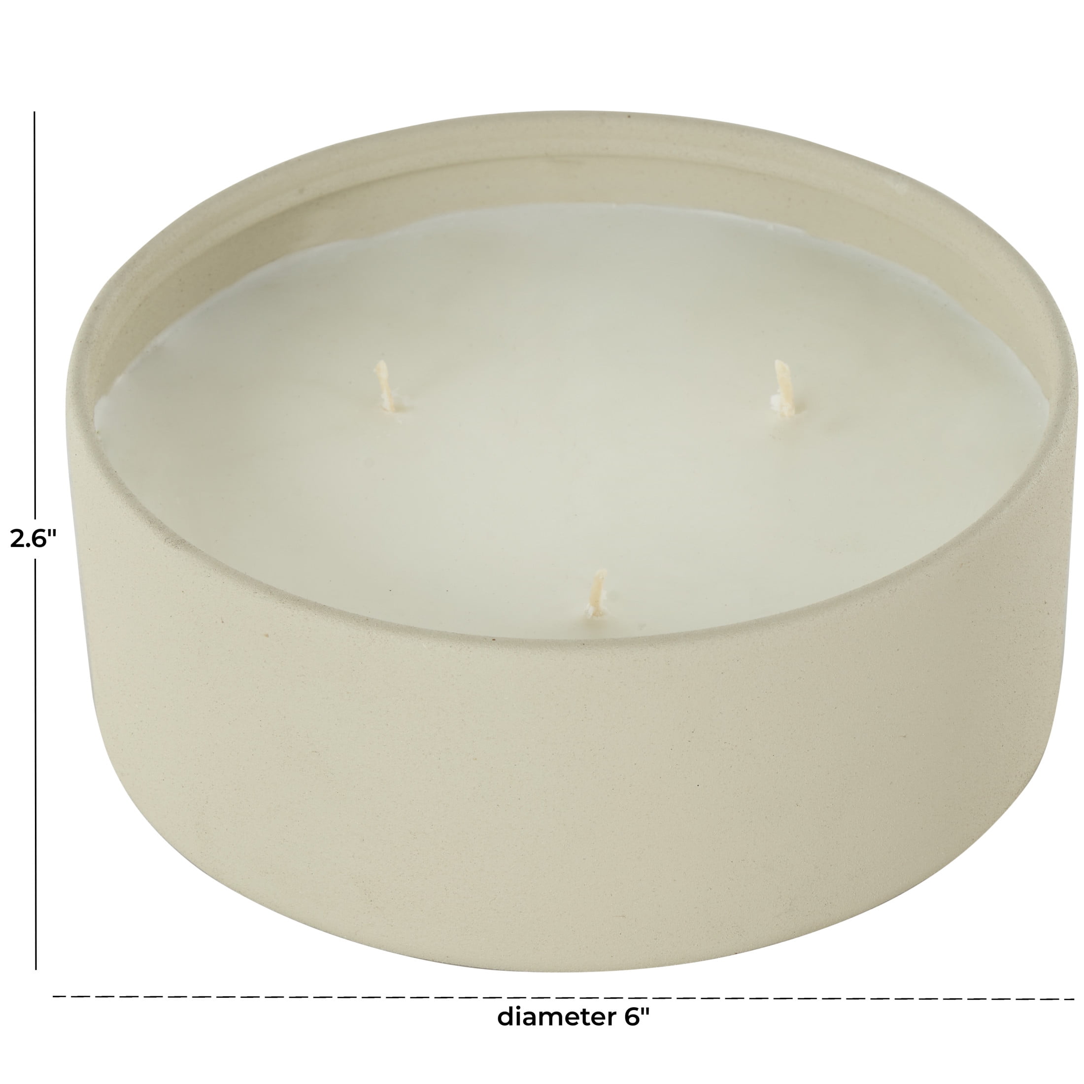 DecMode Beige Metal Tangerine Splash Scented Textured 22oz 3 Wick Candle with White Wax