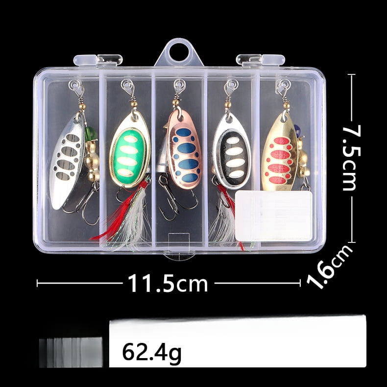 5PC Fishing Lures Jigs Metal Composite Spinner Boxed Lure Outdoor Fishing Bionic Bait Fish Bait Simulation Fishing Gear