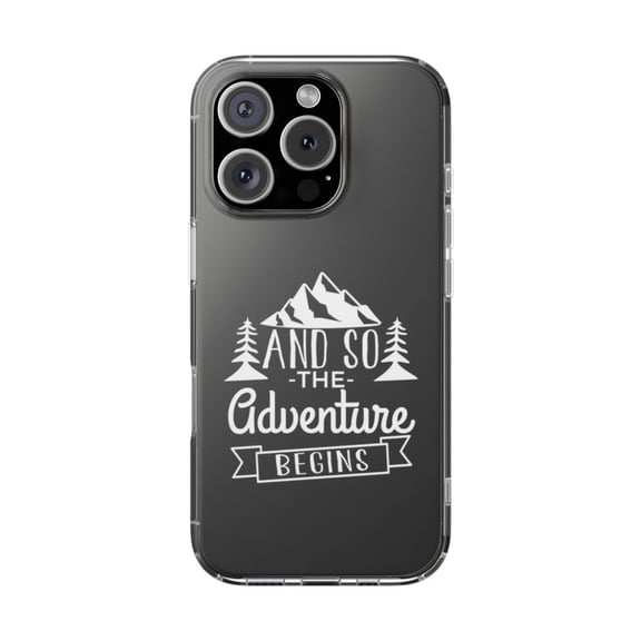 DistinctInk Clear Hybrid Case for Apple iPhone 16 Pro (6.3" Screen) - And so the Adventure Begins - Raised Bezel Screen Guard