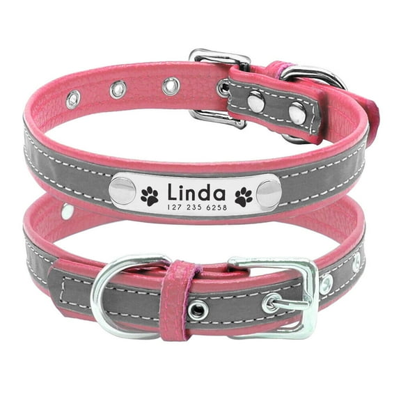 Pet Artist Reflective Personalized Small Dog Collars PU Leather for Pet Puppy Cat Chihuahua