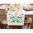 thumbnail image 6 of Contemporary Home Living Rabbits and Eggs Easter Table Runner with Tassels - 72" - White and Teal, 6 of 8