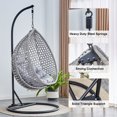 thumbnail image 5 of SUDICA Egg Chair with Stand, Gray Rattan Wicker, Weather-resistant Patio Garden Cushion, 350 lb Capacity, 5 of 10