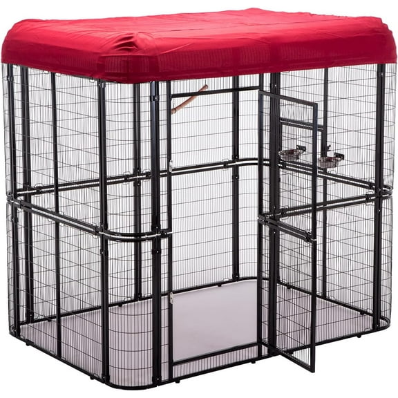 Universal Bird Cage Cover Breathable & Machine Washable Fabric Bird Cage Accessories Red Tarp 102 x 76 Inches