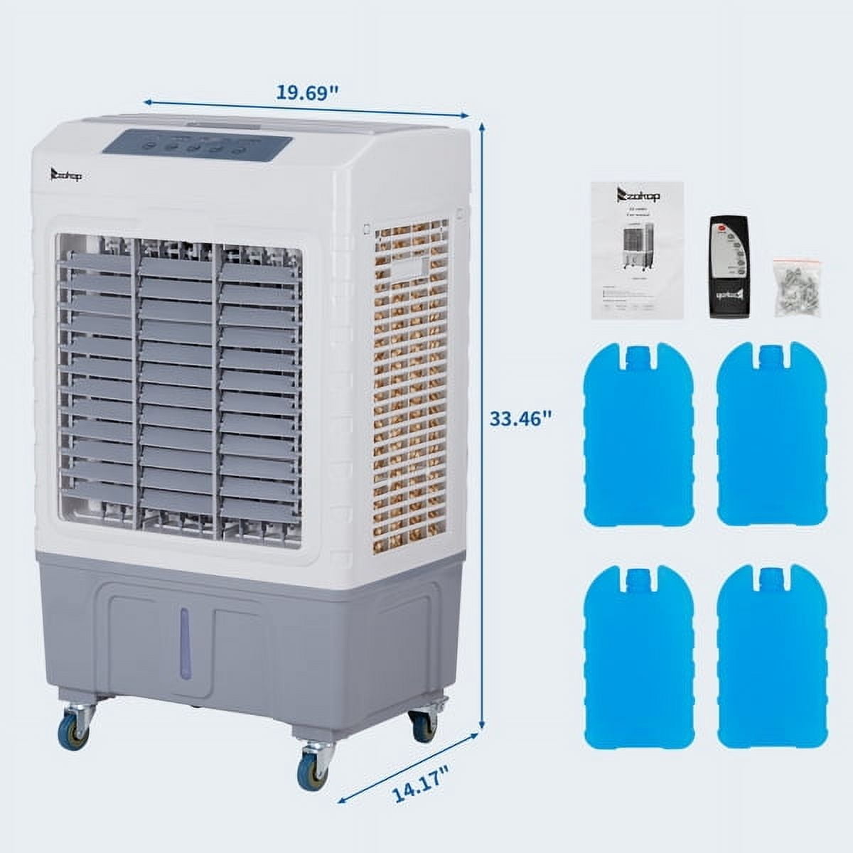 Swamp Cooler,2647CFM Portable Evaporative Air Cooler for Room Garage Patio,3-in-1 Air Cooling Fan for Outdoor Indoor ,10.57 Gal Large Water Tank & Scroll Casters,3 Speeds,4 Ice Boxes,12H Timer,Remote