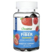 Lifeable Prebiotic Fiber Gummies, Sugar Free, Natural Berry, 60 Gummies
