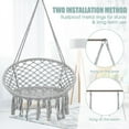 thumbnail image 2 of Spaco Hanging Macrame Hammock Chair with Handwoven Cotton Backrest-White, Handwoven Cotton Rope Hammock Chair for Bedroom Indoor Outdoor Patio Yard, 2 of 8