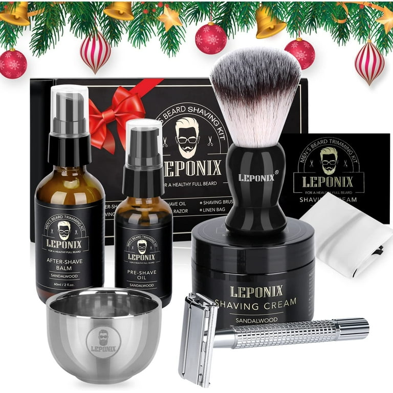LEPONIX Shaving Kit for Men with Safety Razor, Sandalwood Cream