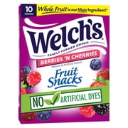 Welch's Fruit Snacks, Berries 'N Cherries, Soft Kids Snacks, 0.8 oz, 10 Count