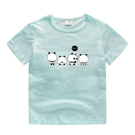 

Toddler Boys Graphic Tees Girls Summer Short Sleeve Panda Cartoon Prints T Shirts Tops Outwear Cute Fashion For 18-24 Months