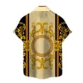 thumbnail image 5 of Rebaike Men's Luxury Baroque Print Shirt Gold Pattern Button Down Short Sleeve Shirt Designer-Inspired Party Top, 5 of 7
