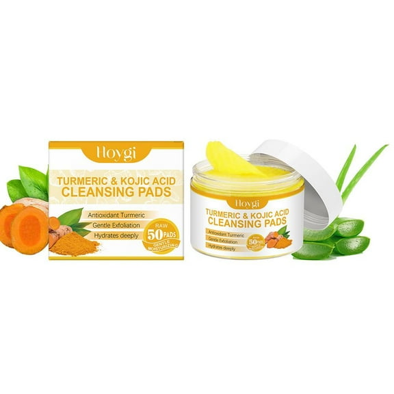 Turmeric Exfoliating Cotton Pads 50-Piece Deep Cleansing Facial Wipes for All Skin Types