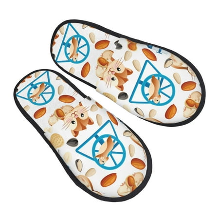 

House Slippers for Women Men - Cartoon Cute Hamster Nut Peanut Soft House Shoes Fuzzy Slippers Lightweight Slip-On Cozy House Slippers for Woman Indoor Outdoor