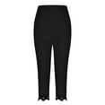 thumbnail image 5 of Jzuxvd Womens High Waist Basic Solid Cotton Linen Soft Capri Leggings Black XL, 5 of 6