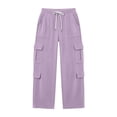 thumbnail image 5 of Cargo Sweatpants for Women Fall Winter Elastic Waist Drawstring Straight Leg Casual Pants with Pockets, 5 of 5