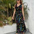 thumbnail image 6 of Colorful Music Symbols Dress Fashion Boho Beach Long Dresses Female Party Printed Maxi Dress, 6 of 9