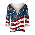 thumbnail image 5 of Womens 4th of July Blouse Womens 4th of July Shirts Red White and Blue Shirt Womens Independence Day Womens Shirts Fashion Women's Summer V-Neck 3/4 Sleeve Lace Print Casual T-Shirt Blouse, 5 of 5