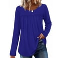 thumbnail image 3 of Ronuti Womens Plus Size Tops Fall Long Sleeve Shirts Crew Neck Casual Loose Tunic Blouses, 3 of 7