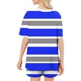 thumbnail image 3 of hxobax Womens Striped Pajama Sets Pajamas 2 Piece Lounge Set Trendy Colorblock Crewneck Short Sleeve Shirts Tops and Shorts Sets Comfy Home Wear Sleepwear Matching Sets Loungewear,#01_Blue,X-Large, 3 of 6