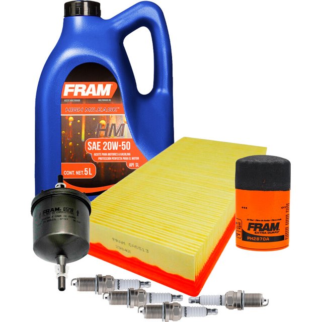 Kit De Afinación Con Aceite 20W50 Mineral, Bujías Platino, Filtro De Aire, Filtro De Aceite Y Filtro De Combustible 8 Piezas Compatible con Volkswagen Pointer L4 1.8L DE 2005 A 2009
