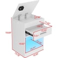 thumbnail image 4 of Auromie Set of 2 Nightstand with Charging Station and LED Lights, Bedside Table with Hidden Compartment for Valuables Storage, Concealment Furniture with Lock Cabinet and Power Outlets… (Whie- 2pcs), 4 of 8