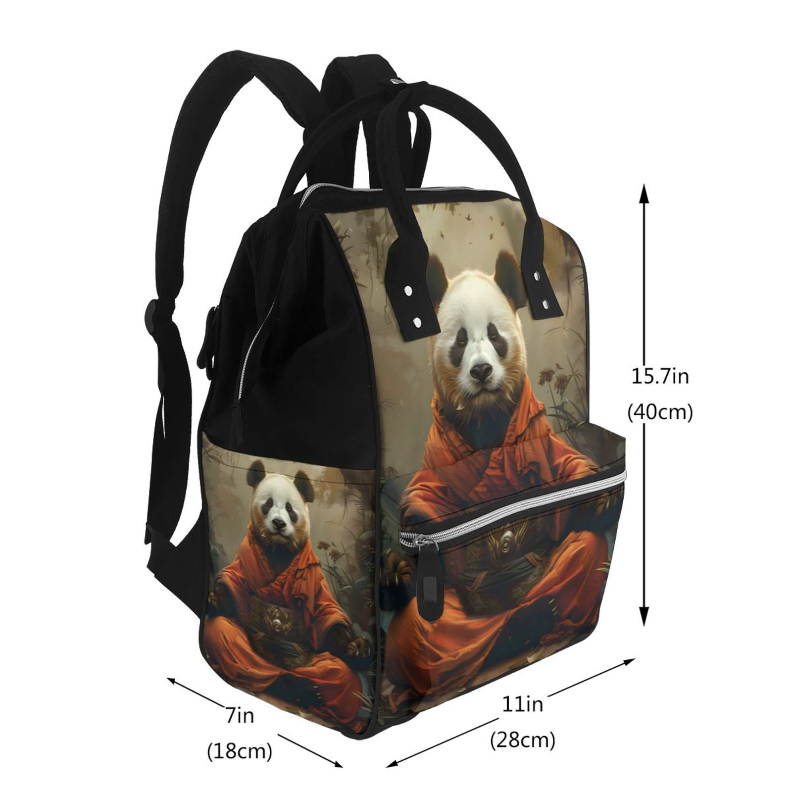 Fuzoiu Jungle Meditating Panda Print Diaper Bag Backpack,Baby Essentials Travel Tote,Multi function Waterproof Diaper Bag, Travel Essentials Baby Bag - Unisex