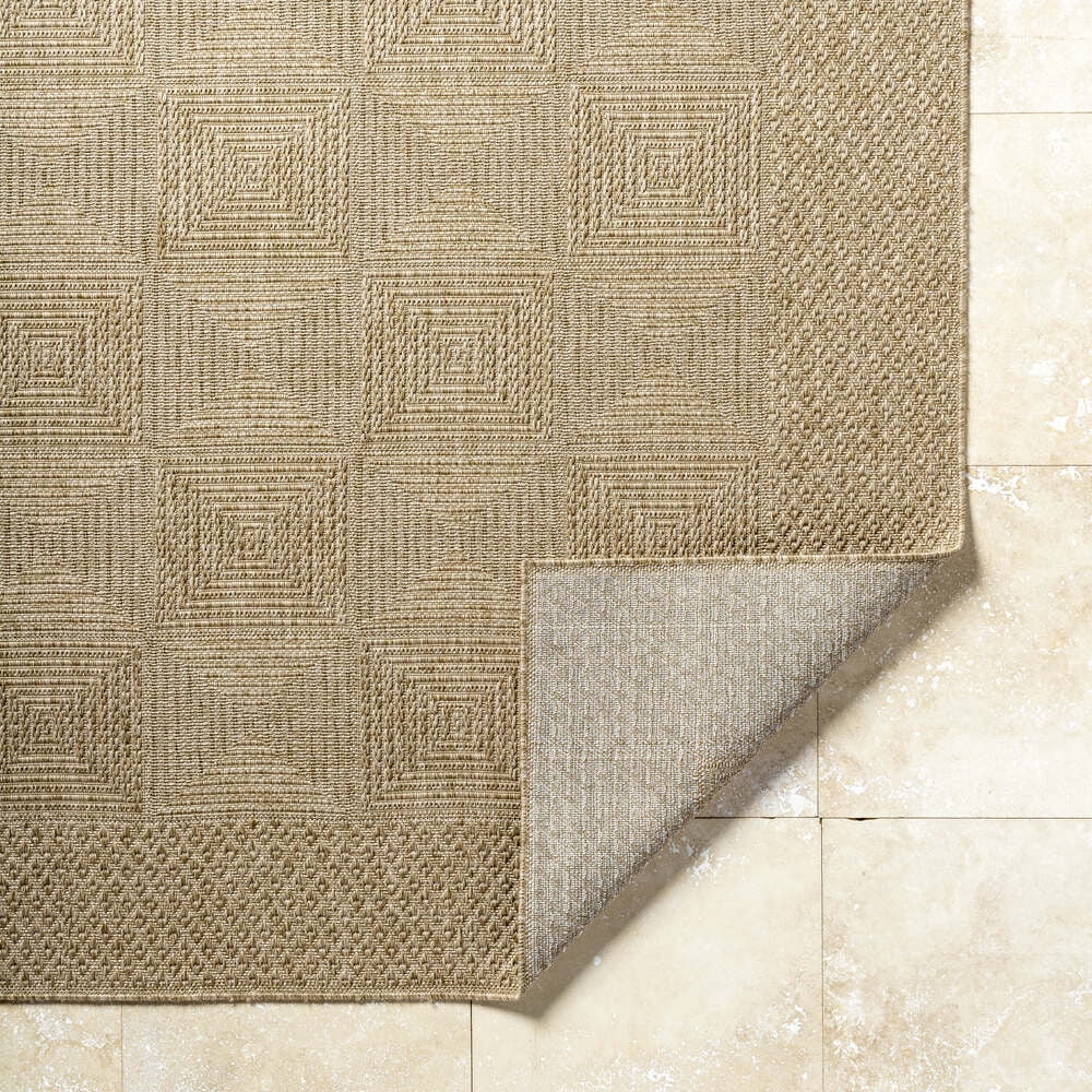 Livabliss Outdoor Rugs, 5x7 Sandra Cottage Beige Area Rug for Patio, Porch, Deck, Backyard, Waterproof Indoor Outdoor Carpet (5'3" x 7')