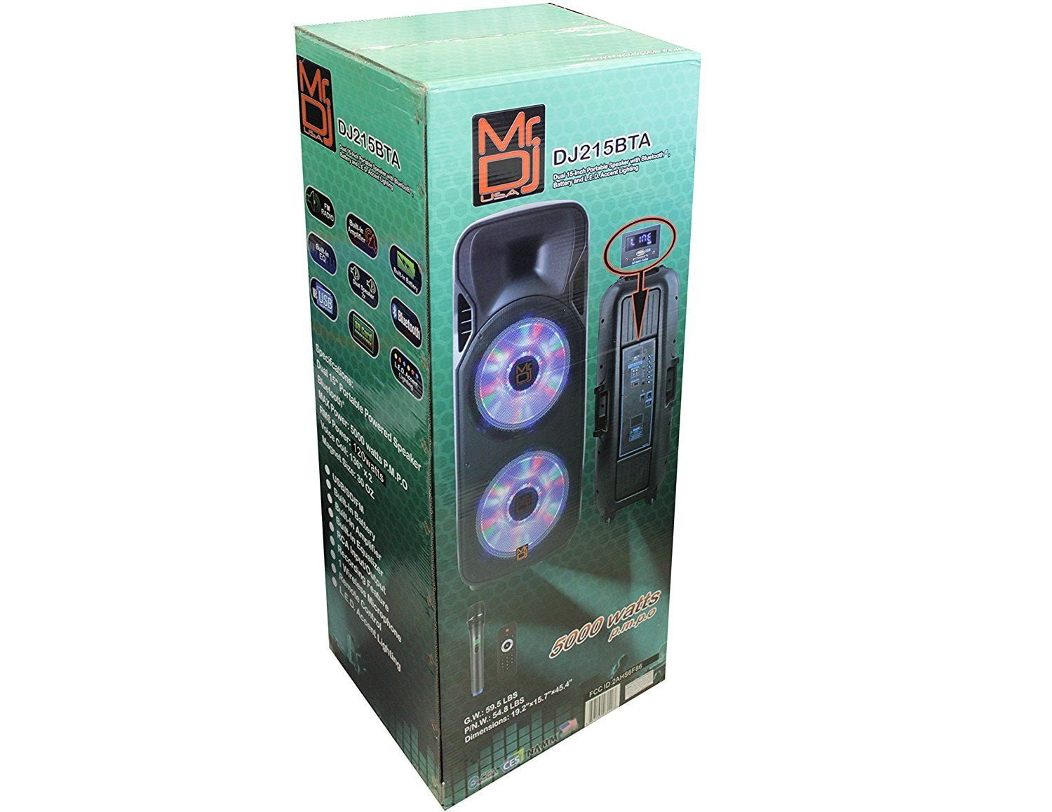 MR DJ LETS JUMP DJ215BT Dual 15" 5000W Power PA DJ Bluetooth Speaker