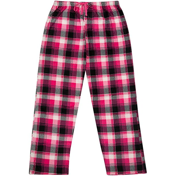 North 15 Women's Super Soft Fleece Plaid Pajama Bottom Lounge Pants ...