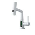 thumbnail image 1 of Waterfall Pull Out Kitchen Faucet, White Intelligent Digital Display Cold Hot Mixer Taps, Rotatable Sink Lifting Basin Faucet ,Easy to Install, 1 of 7