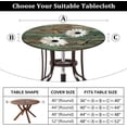 thumbnail image 2 of Daisy Floral Round Fitted Tablecloth with Elastic Edge Wood Texture Outdoor Tablecloth Waterproof Table Cover for Picnic Dinner Party Decor Fits 48"-52" Diameter Round Tables, 2 of 4