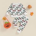 thumbnail image 2 of Ulanda Toddler Baby Boy Clothes Fall Winter Outfit Long Sleeve Sweatshirts Pant Infant Baby Farm Clothes (White, 18-24 Months), 2 of 7