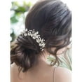 thumbnail image 6 of Elegant Pearl Bride Wedding Hair Pins Leaf Bridal Head Piece Exquisite Flower Accessories for Women and Girls for Pack of 3, 6 of 8