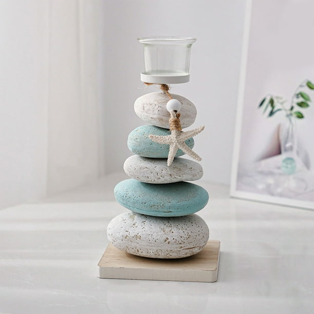 Candelabro de resina estilo mediterráneo | Decoración de mesa de madera | Adorno floral artesanal para decoración del hogar y regalos de cumpleaños | 21,8 x 12,5 x 10 cm (8,27 x 4,92 x 3,94 pulgadas)