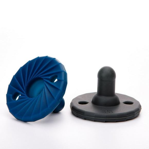 Doddle & Co - Bébé, nourrisson - Sucette en silicone Tokyo Pop - Étape 1 - Forme naturelle - Paquet de 2 - Charbon / Marine
