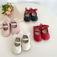 thumbnail image 4 of Einccm Baby Girl Princess Shoes - Soft Sole Infant Dress Shoes - Bow Decor Hook and Loop Walking Shoes for Party and Wedding, 4 of 4
