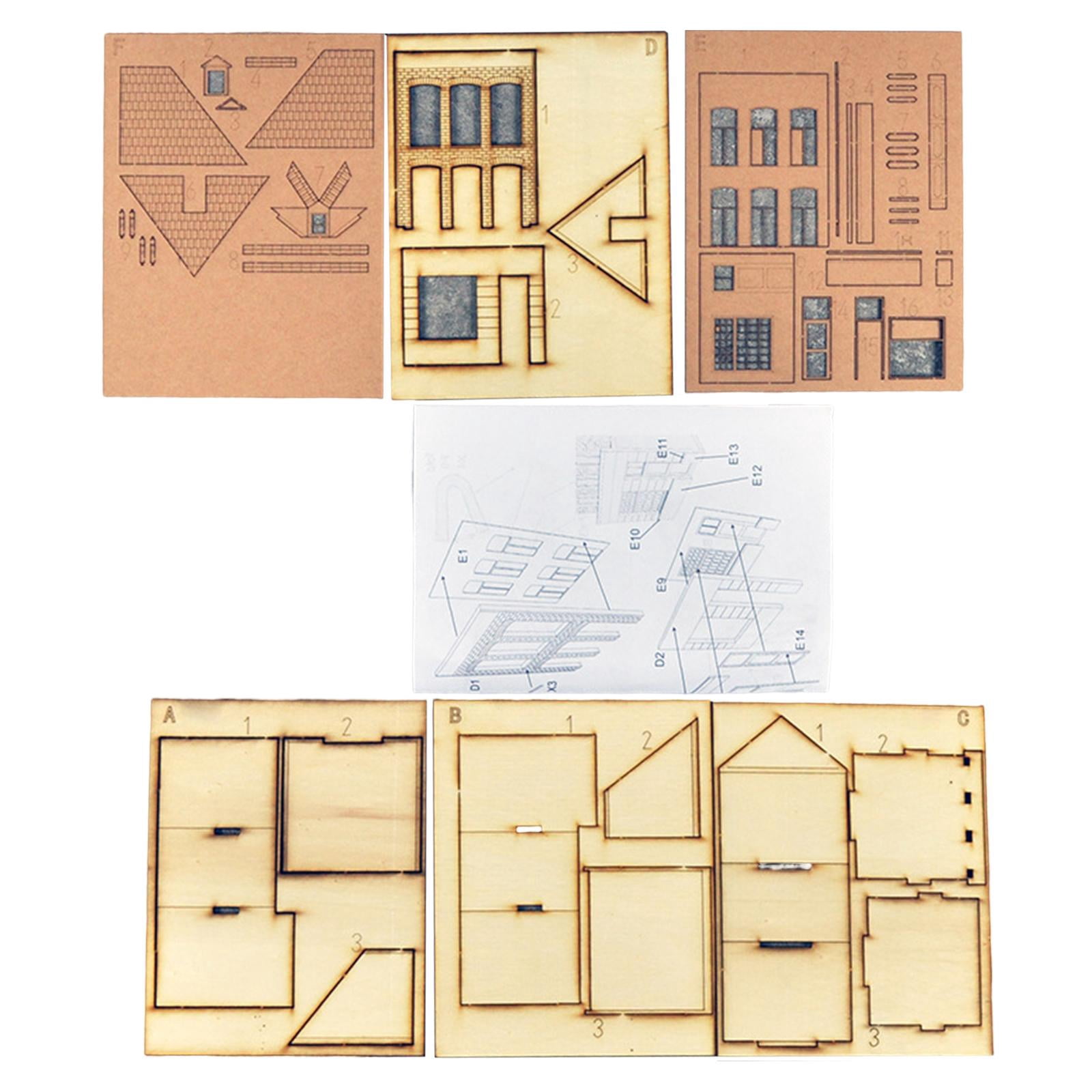 1/87 Building Model House DIY Wooden House Assemble Unassembly Handmade 1/87 Building Model Kits for Scenery Layout Micro Landscapes Decor