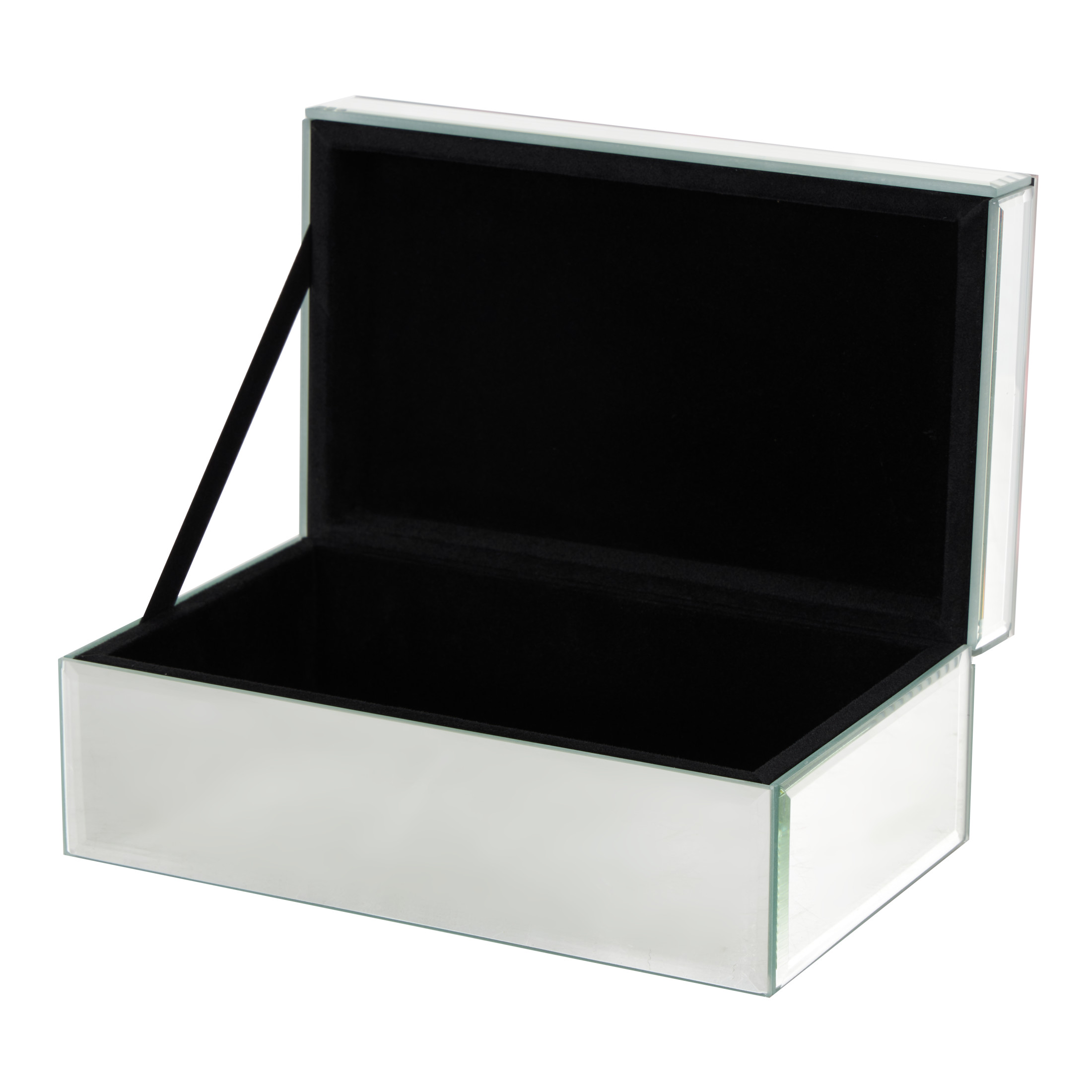 DecMode Mirrored Silver Glass Decorative Jewelry Box with Pink Bubble Textured Balls