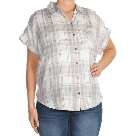 Multi Womens Plaid Button Down Shirt XS