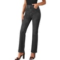 thumbnail image 2 of Inverlee Women's Straight Leg Jeans High Waisted Slim Fit Denim Pants Daily Classic Multi Color Bottoms with Pockets Black M, 2 of 8