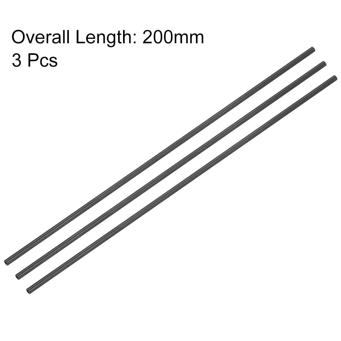 3mm x 2mm x 200mm Round Carbon Fiber Round Tube Carbon Fiber Wing Pultrusion Tube for RC Plane Quadcopter 2pcs 