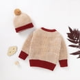 thumbnail image 2 of Baby Sweater Knitted Newborn Girl Top + Hat Fashion Stripe Pompom Infant Boy Clothing Cardigan Outerwear Long Sleeve Autumn 2PCS, 2 of 5