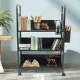 Wuzstar 3-Tier Rolling Book Truck Library Book Cart with Swivel ...