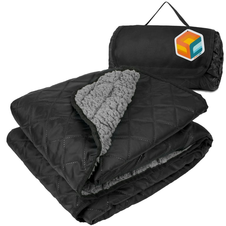 SUN CUBE Waterproof Outdoor Blanket Sherpa Picnic Blanket for Beach Camping Park Travel Portable Blanket for Stadium Sports Family Warm Wind