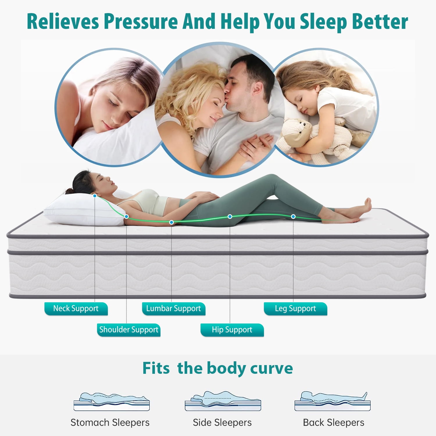 PayLessHere 12 Inch Innerspring Mattress in a Box with Bamboo Charcoal Gel Memory Foam Fiberglass Free CertiPUR-US Certified Medium Firm Spring Mattress Pressure Relief,Twin