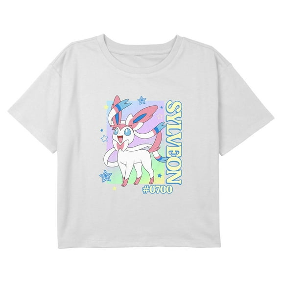 Girl's Pokemon Sylveon Stars Graphic Cropped T-Shirt